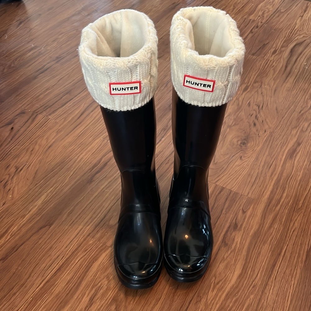 Original Hunter Shiny Rain Boot WITH Winter boot socks